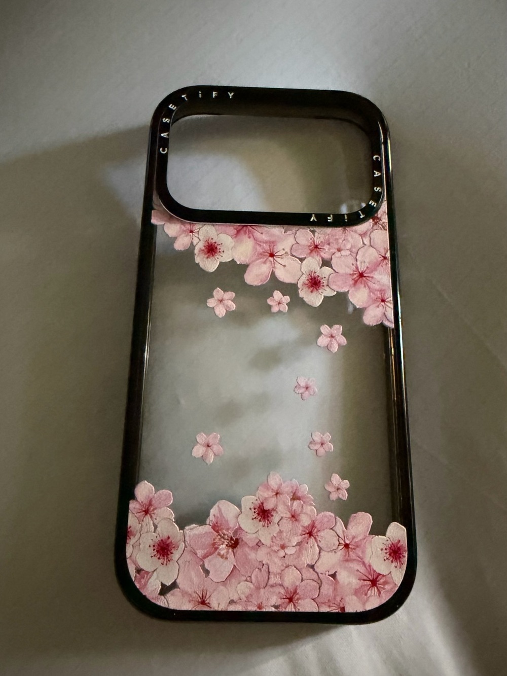 Casetify Clear Case with Pink Cherry Blossom Design